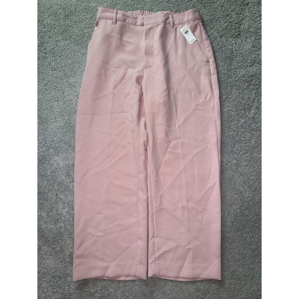 Gap Womens Pink Wide Leg Trousers High Rise Elastic Back Pants Size 12 NWT 30x25